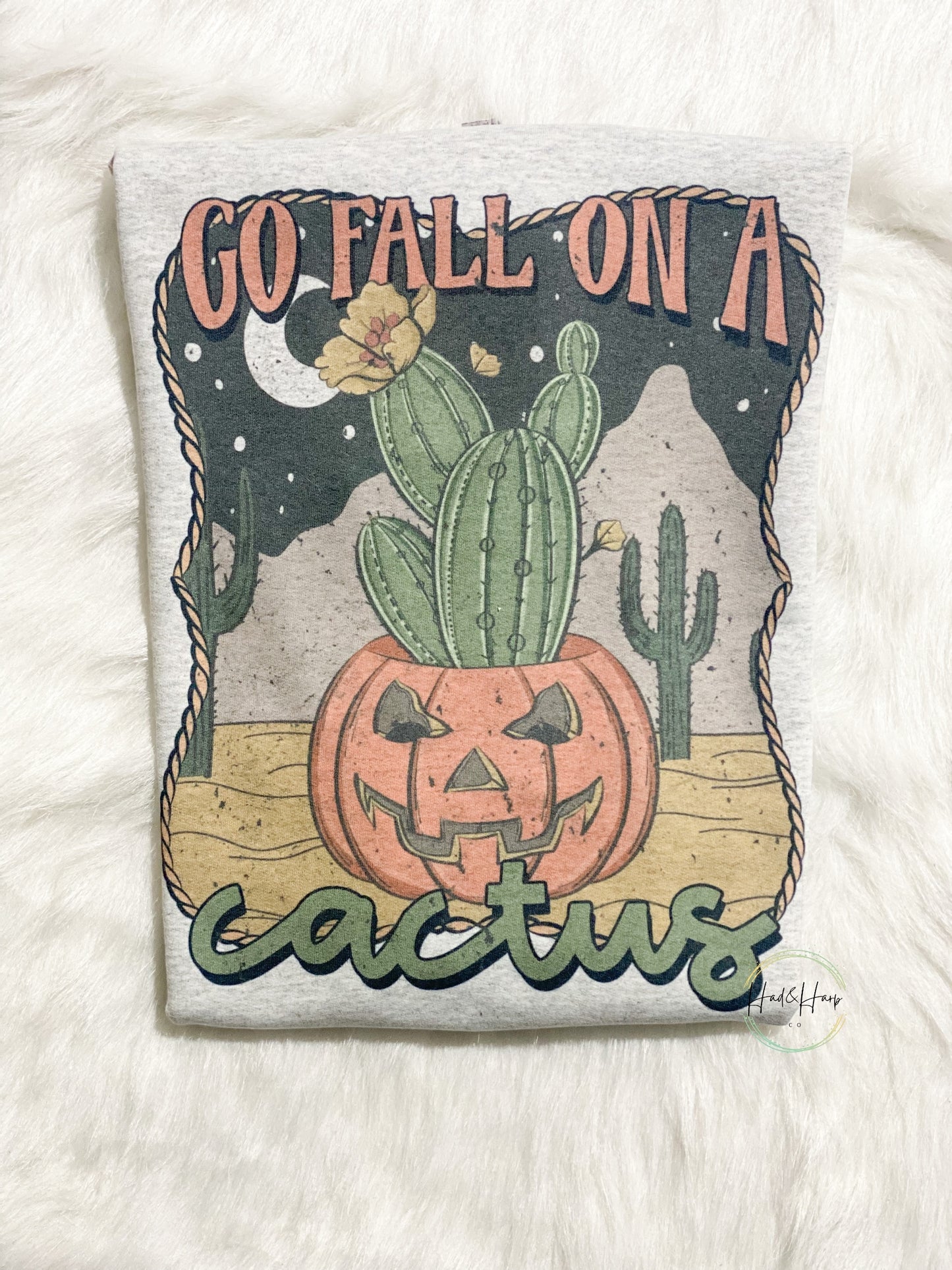 Fall on a cactus- Gildan Ash Grey Sweatshirt