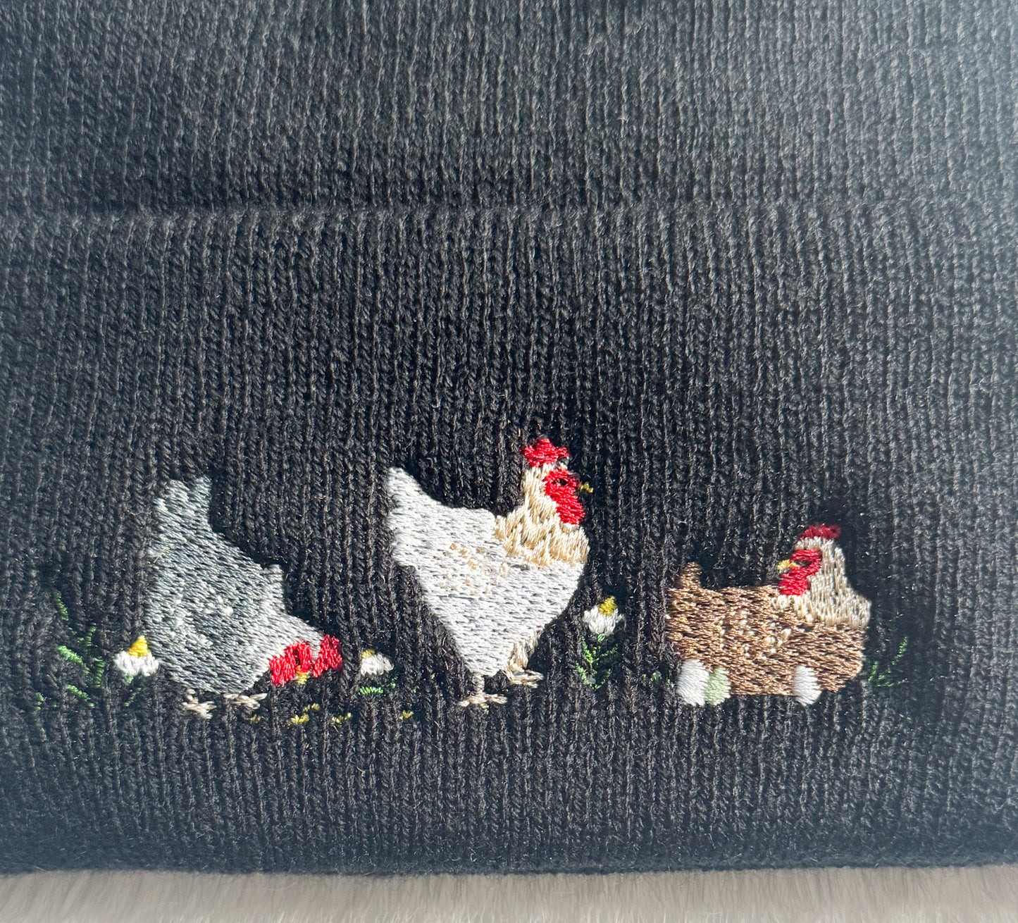 Embroidered Chicken Beanie
