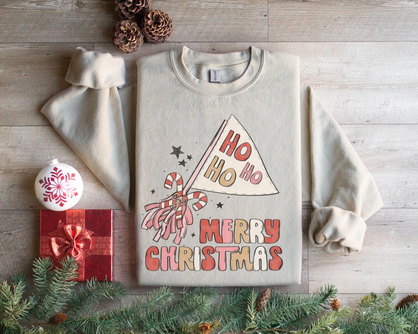 Ho Ho Ho Flag- Gildan Sand Sweatshirt