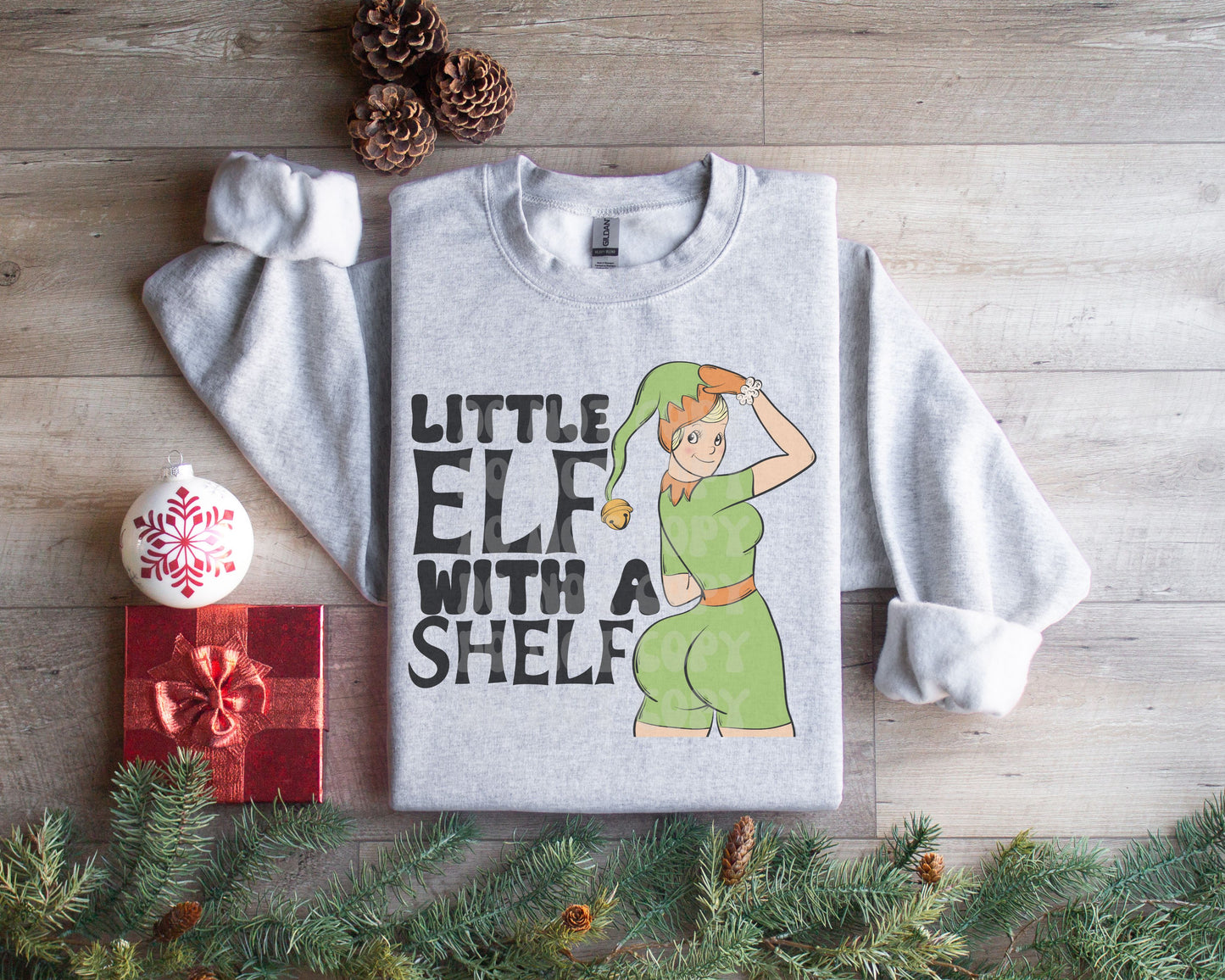 Elf With A Shelf- Gildan Ash Gray Sweatshirt
