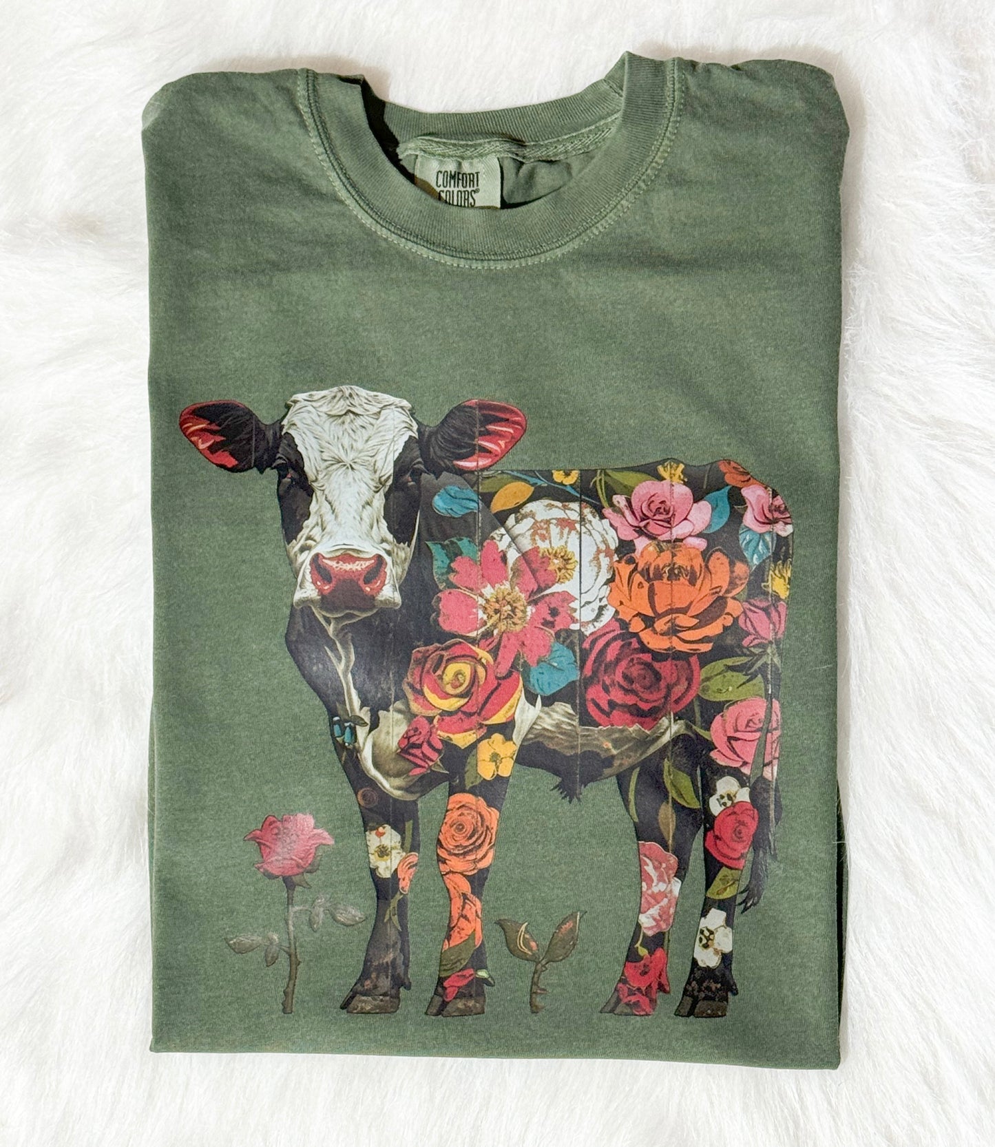 Floral Cow Tee