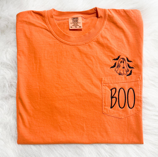 Embroidered Boo Pocket Tee