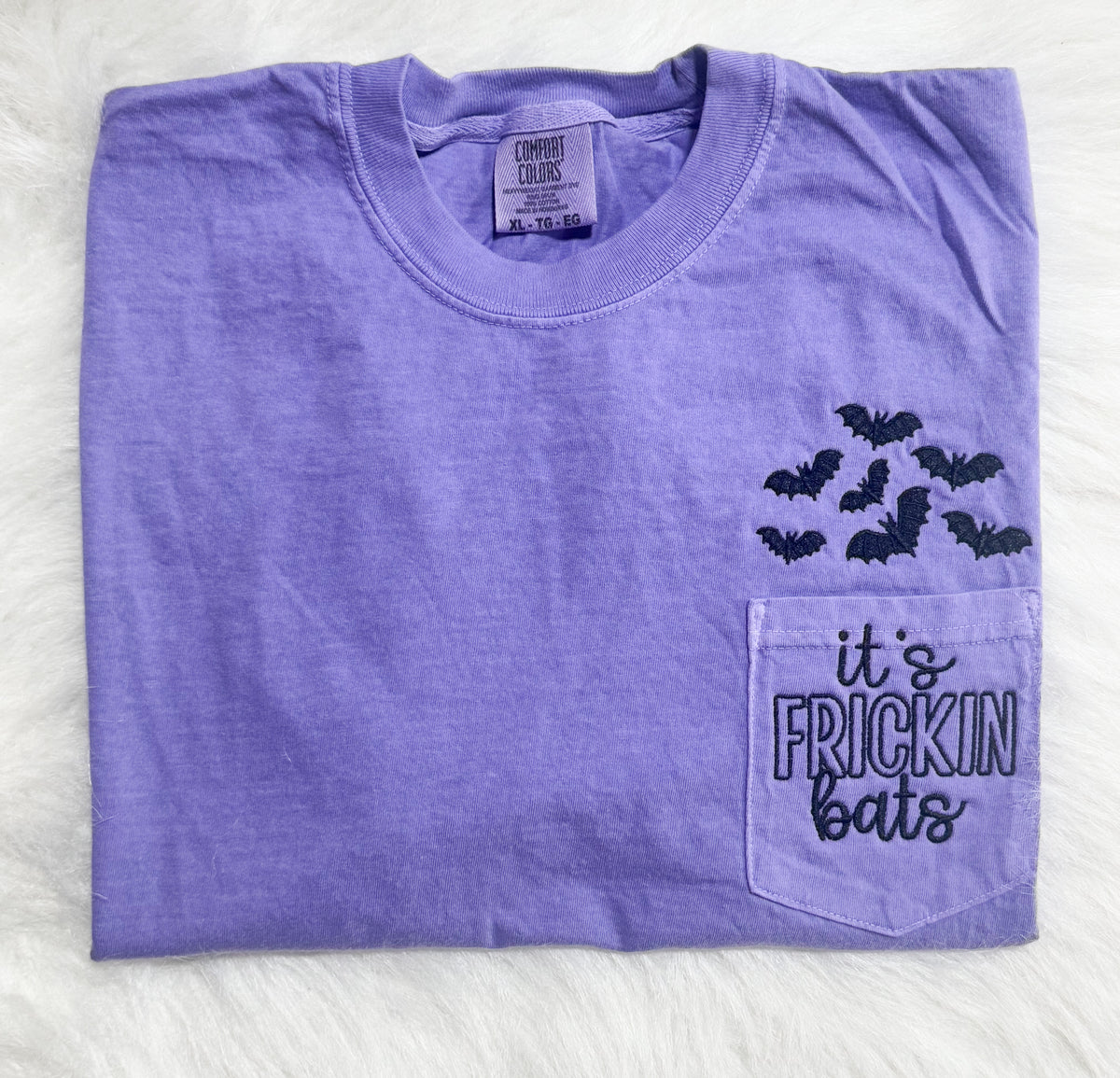 Embroidered Bats Pocket Tee