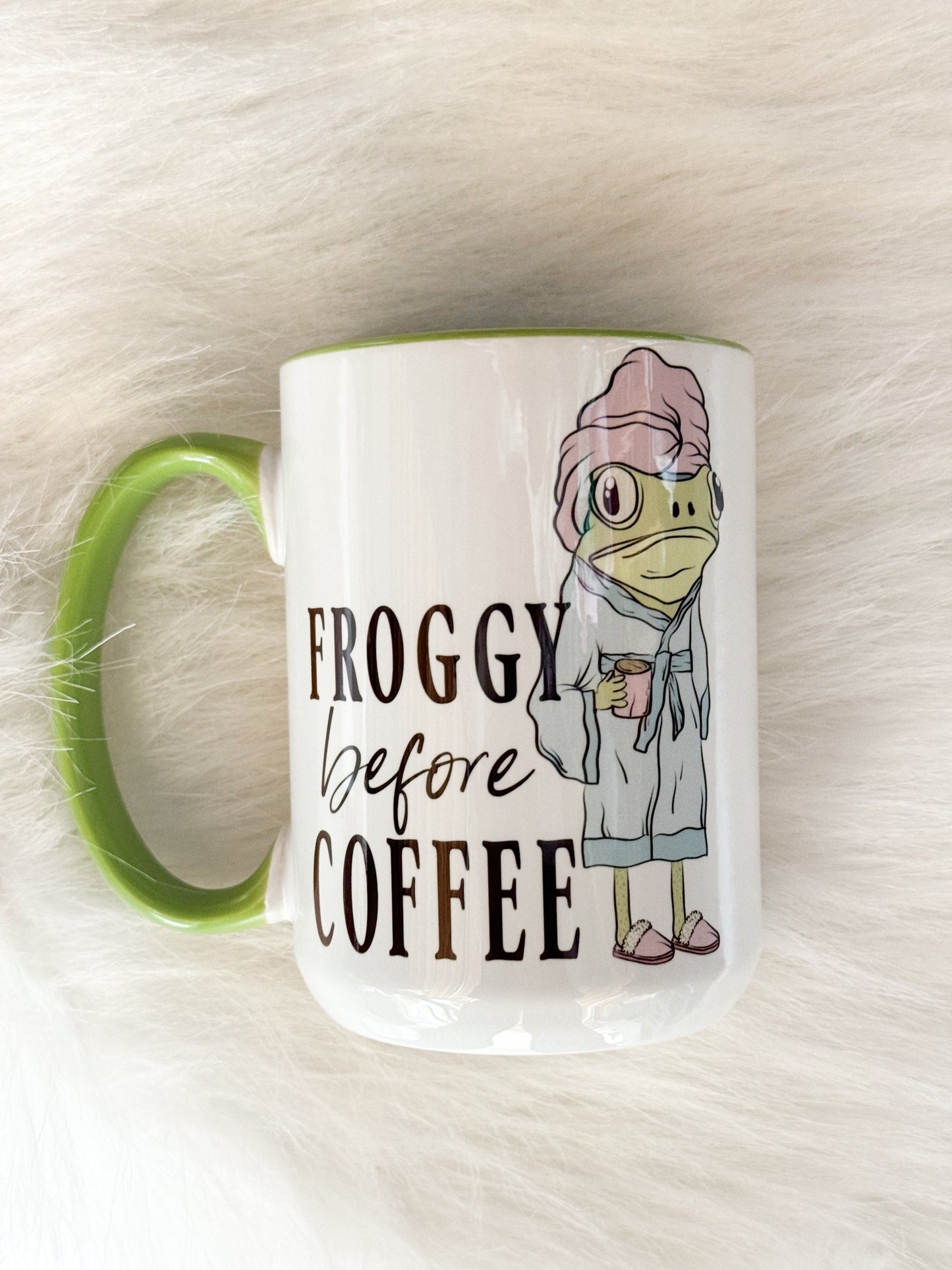 Froggy Before Coffee 15 oz Coffee mug