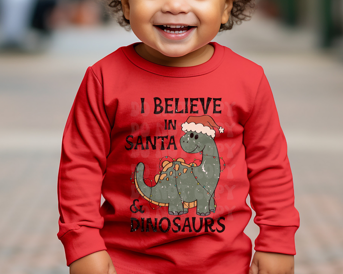 Santa & Dinosaurs Long Sleeve Tee