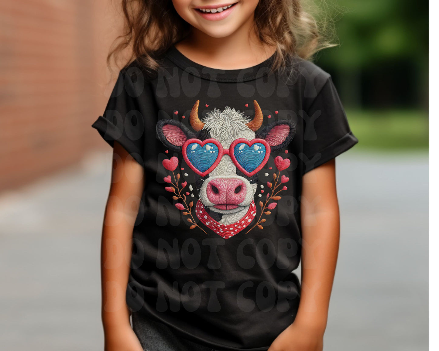 Love Cow Faux Embroidery Tee