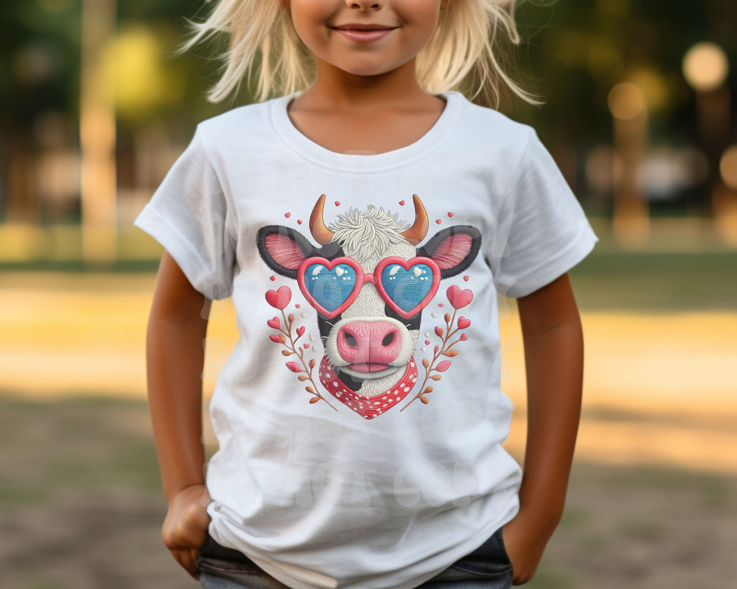 Love Cow Faux Embroidery Tee