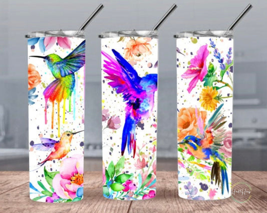 Watercolor hummingbirds tumbler
