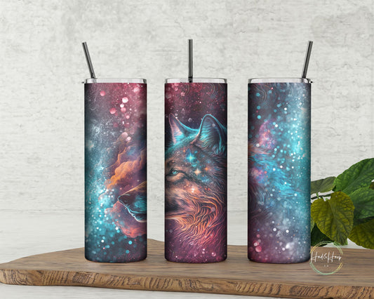 Galaxy wolf tumbler